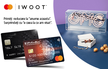 Achită cumpărăturile de la IWOOT cu cardul Mastercard de la FinComBank şi beneficiază de reduceri!
