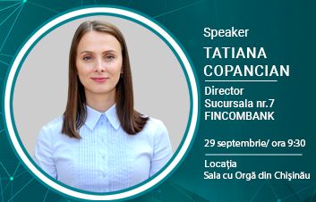 Tatiana Copancean, Directoarea Sucursalei nr.7, speakerul evenimentului „Gala Fermierilor din Republica Moldova”