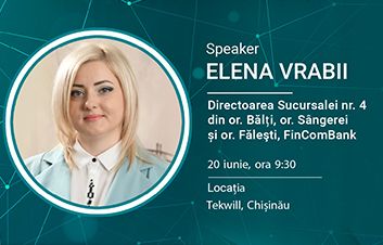 Elena VRABII, Directoarea Sucursalei nr.4, speakerul Galei Femeilor în Agricultura Moldovei
