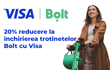20% reduceri la călătoriile cu trotinetele Bolt cu cardul Visa de la FinComBank
