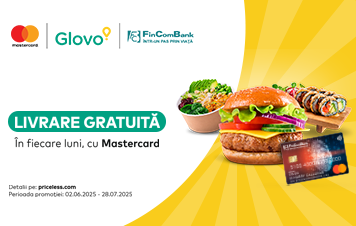 Livrare gratuită în aplicaţia Glovo, în fiecare luni, la prima comandă achitată cu un card Mastercard! Livrare gratuită în aplicaţia Glovo, în fiecare luni, la prima comandă achitată cu un card Mastercard!