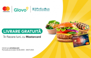Livrare gratuită în aplicaţia Glovo, în fiecare luni, la prima comandă achitată cu un card Mastercard!