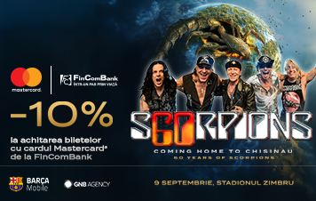 Reducere de 10% la biletele concertului trupei Scorpions, la achitarea cu cardul Mastercard pe livetickets.md!