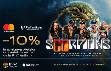 Reducere de 10% la biletele concertului trupei Scorpions, la achitarea cu cardul Mastercard pe livetickets.md!