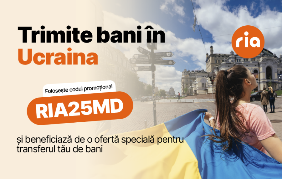 Economiseşte 25% la transferurile RIA către Ucraina